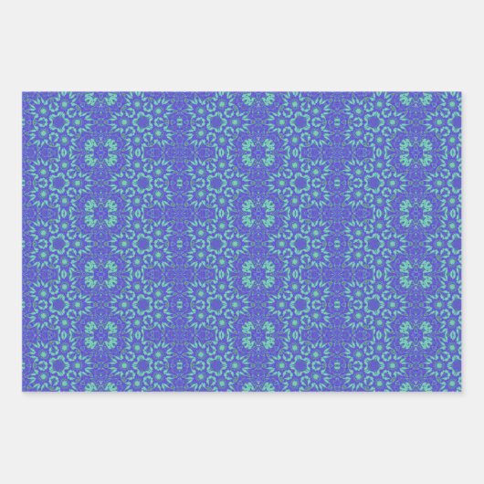 幾何学的アートパープルターコイズベビー ラッピングペーパーシート (正面3)