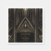 幾何学的アールデコ結婚ズ スタンダードカクテルナプキン (正面)