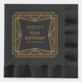 幾何学的アールデコ誕生日 パーソナライズされた 箔ナプキン (正面)
