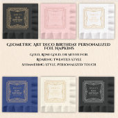 幾何学的アールデコ誕生日 パーソナライズされた 箔ナプキン