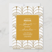 幾何学的アールデコ金ゴールドホワイトギャツビーブライダル 招待状 (正面)