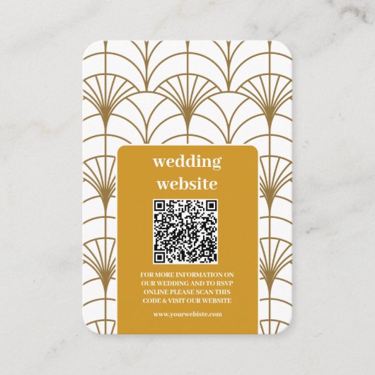 幾何学的アールデコ金ゴールドホワイト結婚・ギャツビー エンクロージャーカード (正面)