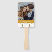 幾何学的アールデコ金ゴールドホワイト結婚・ギャツビー ハンドファン (正面)