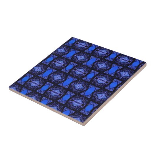 幾何学的アールモダンサファイアブルー海軍 タイル (側面)