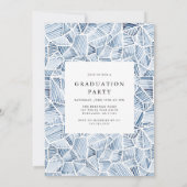 幾何学的インディゴブルー水彩卒業パーティー 招待状 (裏面)