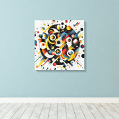 幾何学的エネルギーバースト – 抽象芸術円アート キャンバスプリント (インサイチュ (ウッドフロア))