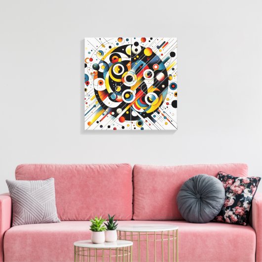 幾何学的エネルギーバースト – 抽象芸術円アート キャンバスプリント (インサイチュ (リビング))