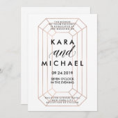 幾何学的エメモダンラルドカットダイヤモンドの結婚形状 招待状 (正面/裏面)