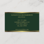 幾何学的エメラルドと金ゴールドストライププロフェッショナル 名刺 (裏面)