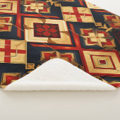 幾何学的エレガンスシームレスパターンレッド金ゴールドブラック シェルパブランケット (3/4)