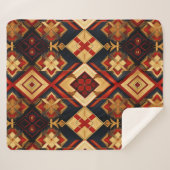幾何学的エレガンスシームレスパターンレッド金ゴールドブラック シェルパブランケット (正面(横))