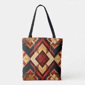 幾何学的エレガンスシームレスパターンレッド金ゴールドブラック トートバッグ (裏面)