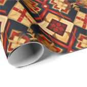 幾何学的エレガンスシームレスパターンレッド金ゴールドブラック ラッピングペーパー (ロールコーナー)