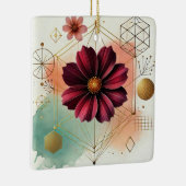 幾何学的エレガントな芸術と水を持つコスモスの花 セラミックオーナメント (右)