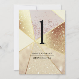 幾何学的エレガントシャンパンフォイルテーブル番号