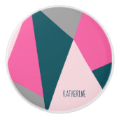 幾何学的エレガントパステルホットピンクエメラルドグリーン セラミックノブ (正面)