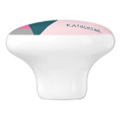 幾何学的エレガントパステルホットピンクエメラルドグリーン セラミックノブ (側面)