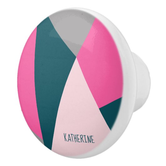 幾何学的エレガントパステルホットピンクエメラルドグリーン セラミックノブ (右)