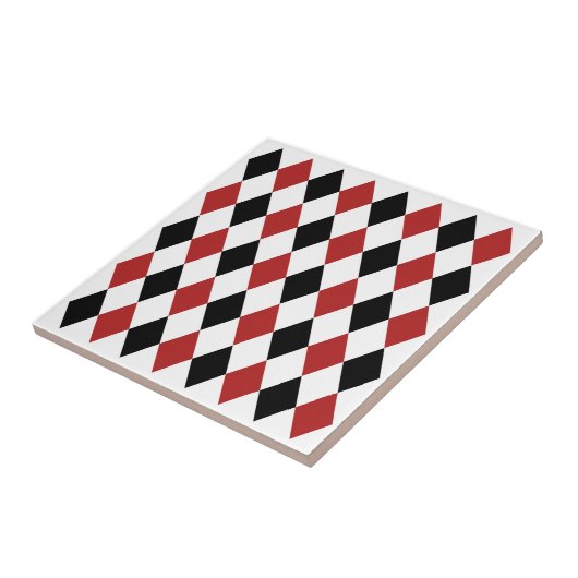 幾何学的エレガントパターン黒と赤褐色 タイル (側面)