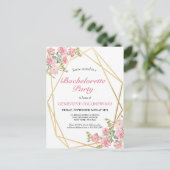 幾何学的エレガントピンクフローラバチェロレッテ インビテーションポストカード (スタンド正面)
