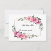 幾何学的エレガントピンクローズテーブル座席表 サンキューカード (正面)