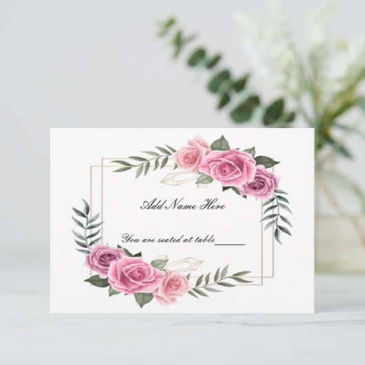 幾何学的エレガントピンクローズテーブル座席表 サンキューカード (スタンド正面)