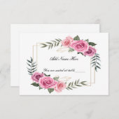 幾何学的エレガントピンクローズテーブル座席表 サンキューカード (正面/裏面)