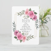 幾何学的エレガントピンクローズバチェロレッテ 招待状 (スタンド正面)