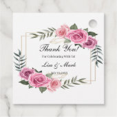 幾何学的エレガントピンクローズメッセージカード フェイバータグ (裏面)