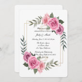 幾何学的エレガントピンクローズリハーサルディナー 招待状 (正面/裏面)
