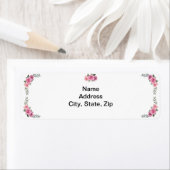 幾何学的エレガントピンクローズ住所 シール (インサイチュ)