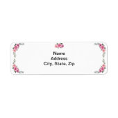 幾何学的エレガントピンクローズ住所 シール (正面)