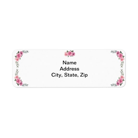 幾何学的エレガントピンクローズ住所 シール (正面)