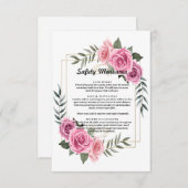 幾何学的エレガントピンクローズ安全対策 サンキューカード (正面/裏面)