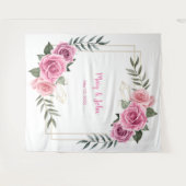 幾何学的エレガントピンクローズ結婚の写真の背景 タペストリー (正面(横))