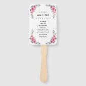 幾何学的エレガントピンクローズ結婚式 プログラムファン ハンドファン (正面)
