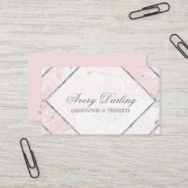 幾何学的エレガントピンク&グレー大理石プロフェッショナル 名刺