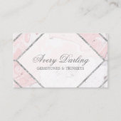 幾何学的エレガントピンク&グレー大理石プロフェッショナル 名刺 (正面)