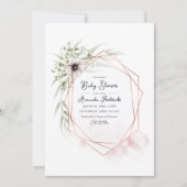 幾何学的エレガントフローラベビーシャワー 招待状 (正面)