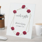 幾何学的エレガントレッドローズウェディングカード&ギフト 台座サイン (インサイチュ)