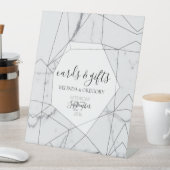 幾何学的エレガント大理石ウェディングカードギフト 台座サイン (インサイチュ)