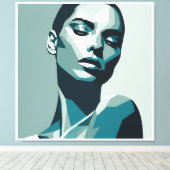 幾何学的エレガント女性ポートレート-抽象デザイン キャンバスプリント (インサイチュ (ウッドフロア))