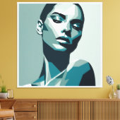 幾何学的エレガント女性ポートレート-抽象デザイン キャンバスプリント (インサイチュ (リビング))