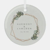 幾何学的エレガント新型初めてのクリスマス ガラスオーナメント (正面)