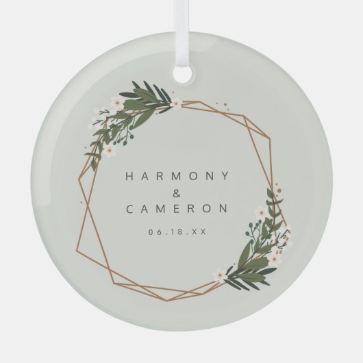 幾何学的エレガント新型初めてのクリスマス ガラスオーナメント (正面)