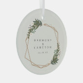 幾何学的エレガント新型初めてのクリスマス ガラスオーナメント (正面右)