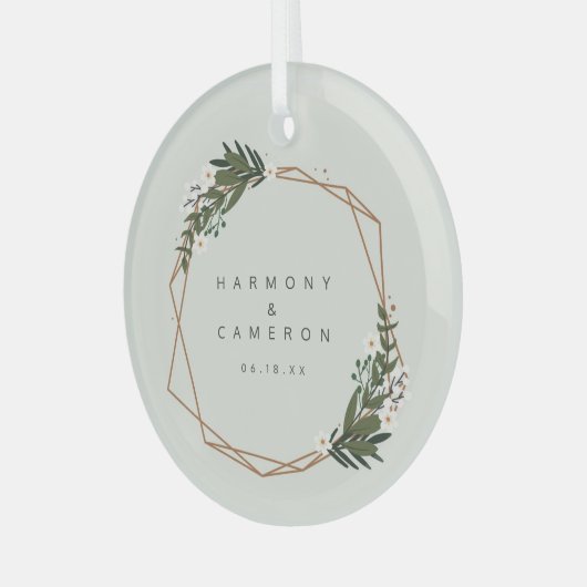 幾何学的エレガント新型初めてのクリスマス ガラスオーナメント (正面左)