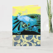 幾何学的エレガント渦巻きティール（緑がかった色）を有するピーコック シーズンカード (正面)