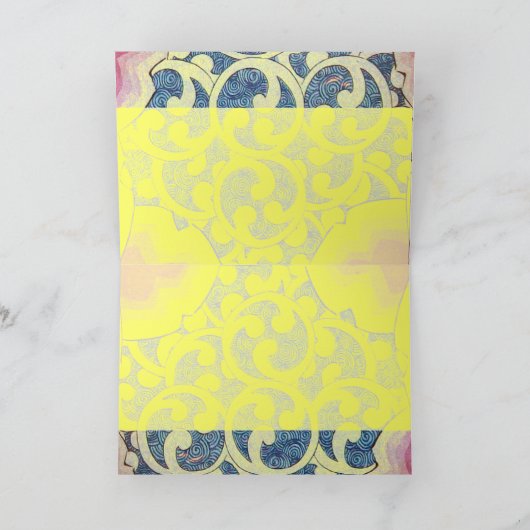 幾何学的エレガント渦巻き模様を持つ紫の孔雀 シーズンカード (内部)