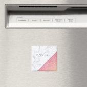 幾何学的エレガント白大理石バラ金ゴールドグリッター マグネット (インサイチュ (食洗機))